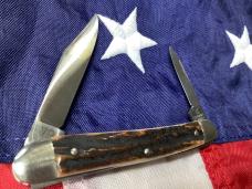 Zwilling J A Henckels 2 Blade Pen Knife w/ Great Old Stag Handles