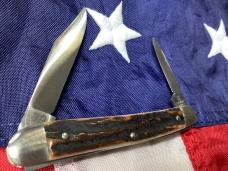 Zwilling J A Henckels 2 Blade Pen Knife w/ Great Old Stag Handles