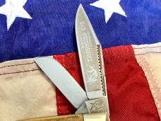 Vintage Bulldog Brand Stockman, Quarter Horseman Blade Etch w/ Sweet Stag Handles