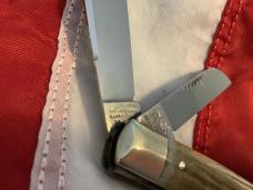 Vintage Bulldog Brand Stockman, Quarter Horseman Blade Etch w/ Sweet Stag Handles