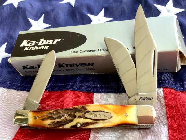 Vintage Ka-Bar Ka Bar Stockman Knife w/ big ole fat stag handles -NOS & M/NM Vintage Ka-Bar Ka Bar Stockman Knife w/ big ole fat stag handles -NOS & M/NM