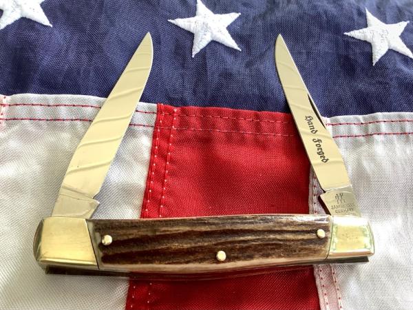 J A Henckels Large Muskrat Knife w/ Sweet Old Stag Handles! NOS & M/NM J A Henckels Large Muskrat Knife w/ Sweet Old Stag Handles! NOS & M/NM