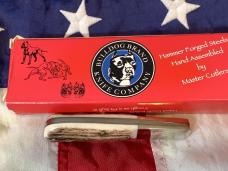 2007 Bulldog Brand, HAND MADE Single Blade Barlow with Great Stag Handles -NOS -M/NM