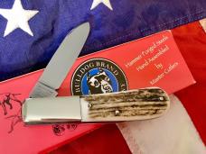 2007 Bulldog Brand, HAND MADE Single Blade Barlow with Great Stag Handles -NOS -M/NM