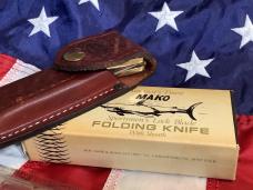 1980 Case xx Mako Shark Folding Hunter w/ Stag Handles (5158 LSSP) +Orig Sheath & Box -NOS