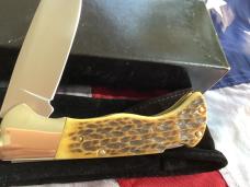 J A Henckels (HK-135-FLIV) Folding Hunter Pocket Knife with Fossil Ivory Handles -NOS +Orig Box