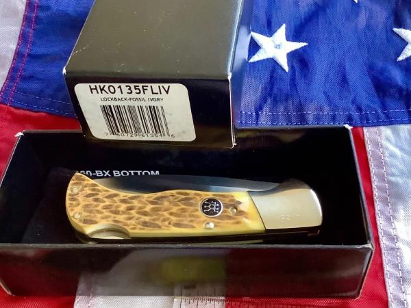 J A Henckels (HK-135-FLIV) Folding Hunter Pocket Knife with Fossil Ivory Handles -NOS +Orig Box J A Henckels (HK-135-FLIV) Folding Hunter Pocket Knife with Fossil Ivory Handles -NOS +Orig Box