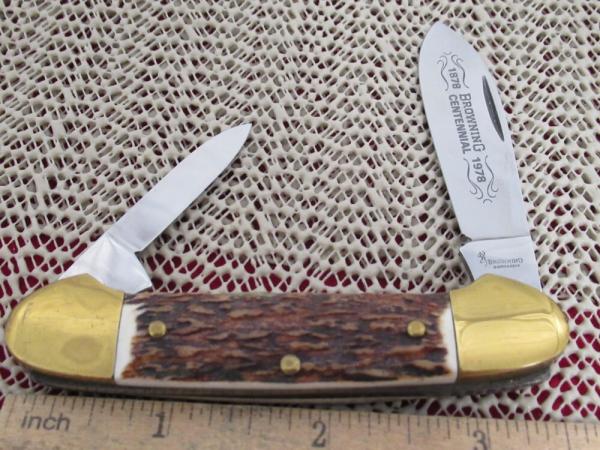 Browning Centennial 1878 to 1978 Stag Handle Canoe Serial # 1613