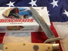 2003 Winchester Swing Guard Cheetah knife By Blue Grass Cutlery (Mdl# 27078) w/ Ivory Handles
