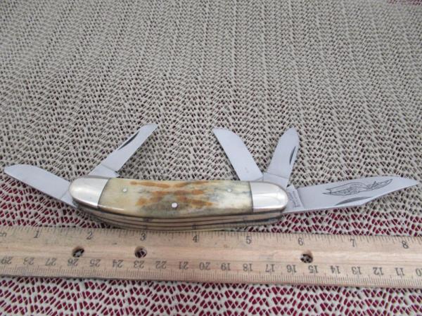 Parker Cut Co. Stag 5 Blade Sowbelly Model # M-105 Parker Cut Co. Stag 5 Blade Sowbelly Model # M-105