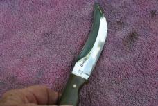 Gutmann Cutlery Italian Made Trapper Skinner Early 1950's Factory Edge Mirror Polish Buffalo Horn 