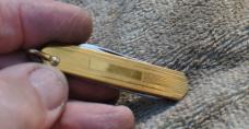 Latama Italy Non Switchblade Gold Colored Mint Lobster 2 1/4" Closed Bail Mirror Polished