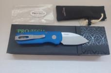 Pro-Tech Runt 5 Blue scales with stonewashed 20-CV Wharncliffe Blade R5101