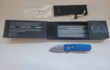 Pro-Tech Runt 5 Blue scales with stonewashed 20-CV Wharncliffe Blade R5101