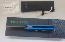 Pro-Tech Runt 5 Blue scales with stonewashed 20-CV Wharncliffe Blade R5101