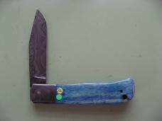 DANIELS FAMILY KNIFE BRANDS-EXCELSIOR KNIFE CO-ALL AMERICAN TRAPPER OLYMPIC BLUE GIRAFFE BONE