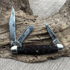 KUTMASTER Knife Made in Utica Ny Usa 3 Blade Stockman Jigged Delrin Handles (49)