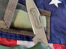 Case xx 1988, 4 & 1/2" Lockback Mdl# 2104 L SAB, w/ Green Synthetic Handles +orig sheath -NOS 