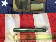 Case xx 1988, 4 & 1/2" Lockback Mdl# 2104 L SAB, w/ Green Synthetic Handles +orig sheath -NOS 