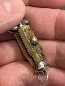 Beautiful 1960’s Stag Miniature Switchblade Knife, Keychain Size, Italy