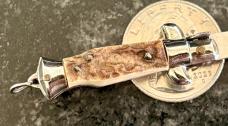 Beautiful 1960’s Stag Miniature Switchblade Knife, Keychain Size, Italy