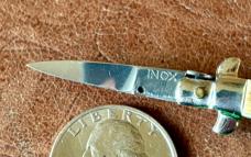 Beautiful 1970’s Imitation Stag Miniature Switchblade Knife, Keychain Size, Italy