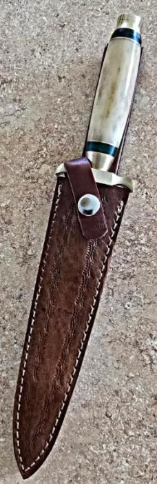 Damascus hand made hand forged STILETTO Daggers. Bone or Buffalo horn handle. Brass pommel, guard 