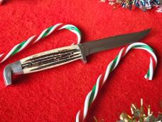 Queen Cutlery #82 Hunting Knife - Brown Winterbottom Bone - 1980s