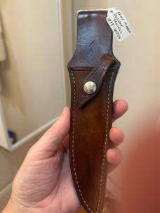 1979 Dwight Towell 410SS Engraved Fixed Blade w/ Towell embossed sheath. Beautiful & Spotless knife!