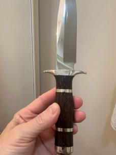 1979 Dwight Towell 410SS Engraved Fixed Blade w/ Towell embossed sheath. Beautiful & Spotless knife!
