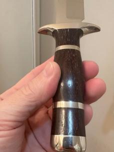 1979 Dwight Towell 410SS Engraved Fixed Blade w/ Towell embossed sheath. Beautiful & Spotless knife!