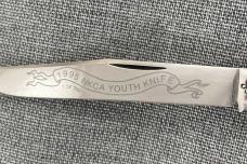 Queen Cutlery – 1995 NKCA Youth Knife – Slimline Brown Bone – NIB