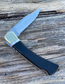 BUCK 110 LEROY REMER & WBC ** BUFFALO HORN W/WHITE TURQUOISE TRIM BUFFALO INLAY RRR KNIVES #2