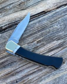 BUCK 110 LEROY REMER & WBC ** BUFFALO HORN W/WHITE TURQUOISE TRIM BUFFALO INLAY RRR KNIVES #2