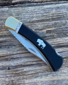 BUCK 110 LEROY REMER & WBC ** BUFFALO HORN W/WHITE TURQUOISE TRIM BUFFALO INLAY RRR KNIVES #2