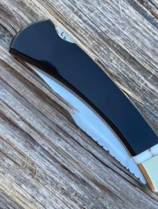 BUCK 110 LEROY REMER & WBC ** BUFFALO HORN W/WHITE TURQUOISE TRIM BUFFALO INLAY RRR KNIVES #2