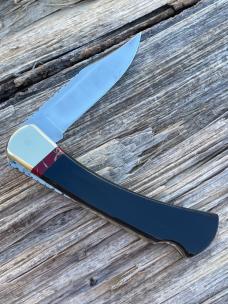 BUCK 110 LEROY REMER & WBC ** BUFFALO HORN JASPER HOWLING WOLF RRR KNIVES #3