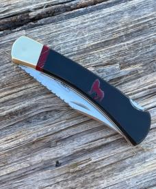 BUCK 110 LEROY REMER & WBC ** BUFFALO HORN JASPER HOWLING WOLF RRR KNIVES #3