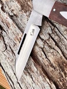 KROO CUSTOM DYED KUDU EZ OPEN BULLETHEAD RWL34 SLIP-JOINT KNIFE WITH SHEATH