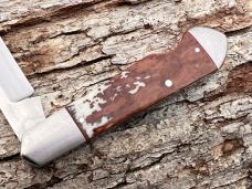 KROO CUSTOM DYED KUDU EZ OPEN BULLETHEAD RWL34 SLIP-JOINT KNIFE WITH SHEATH
