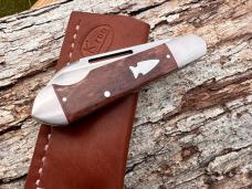 KROO CUSTOM DYED KUDU EZ OPEN BULLETHEAD RWL34 SLIP-JOINT KNIFE WITH SHEATH