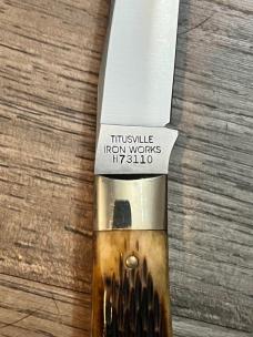 GREAT EASTERN CUTLERY H73110 ANTIQUE AMBER BONE FIXED BLADE  2010 IST year release of fixed blades