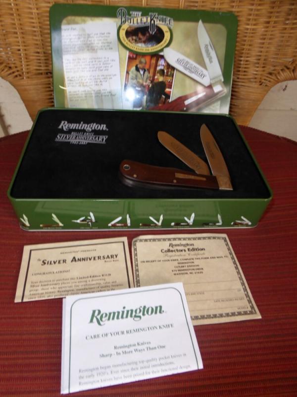 Remington Limited Edition R1128 Silver Anniversary Bullet Knife 1982-2007 In Tin NEW Old Stock Remington Limited Edition R1128 Silver Anniversary Bullet Knife 1982-2007 In Tin NEW Old Stock
