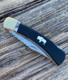 BUCK 110 LEROY REMER & WBC ** BUFFALO HORN WHITE BUFFALO BRASS NAPPED BOLSTERS RRR KNIVES #4