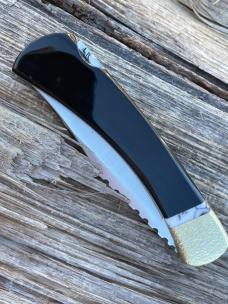 BUCK 110 LEROY REMER & WBC ** BUFFALO HORN WHITE BUFFALO BRASS NAPPED BOLSTERS RRR KNIVES #4