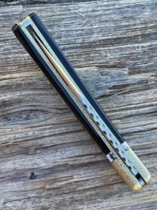 BUCK 110 LEROY REMER & WBC ** BUFFALO HORN WHITE BUFFALO BRASS NAPPED BOLSTERS RRR KNIVES #4