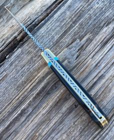 BUCK 110 LEROY REMER & WBC ** BUFFALO HORN NICKEL SILVER FIRE OPAL HOWLING WOLF RRR KNIVES #5