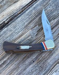 BUCK 110 LEROY REMER & WBC ** IRONWOOD EAGLE FEATHER BRASS BOLSTERS RRR KNIVES #7