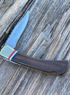 BUCK 110 LEROY REMER & WBC ** IRONWOOD EAGLE FEATHER BRASS BOLSTERS RRR KNIVES #7