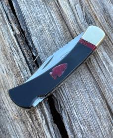 BUCK 110 LEROY REMER & WBC ** BUFFALO HORN BLOODY JASPER TRIM BLOODY JASPER ARROWHEAD RRR KNIVES #8